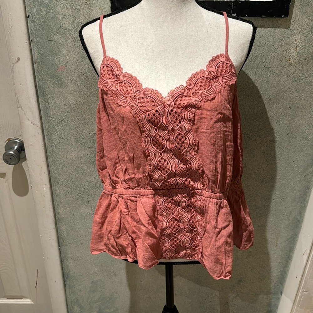 pink strap lace top